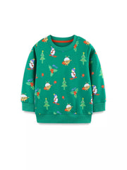 Children's Christmas Print Round Neck Sweatshirt 