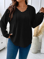 Plus Size Drawstring Dropped Shoulder Hooded T-Shirt 