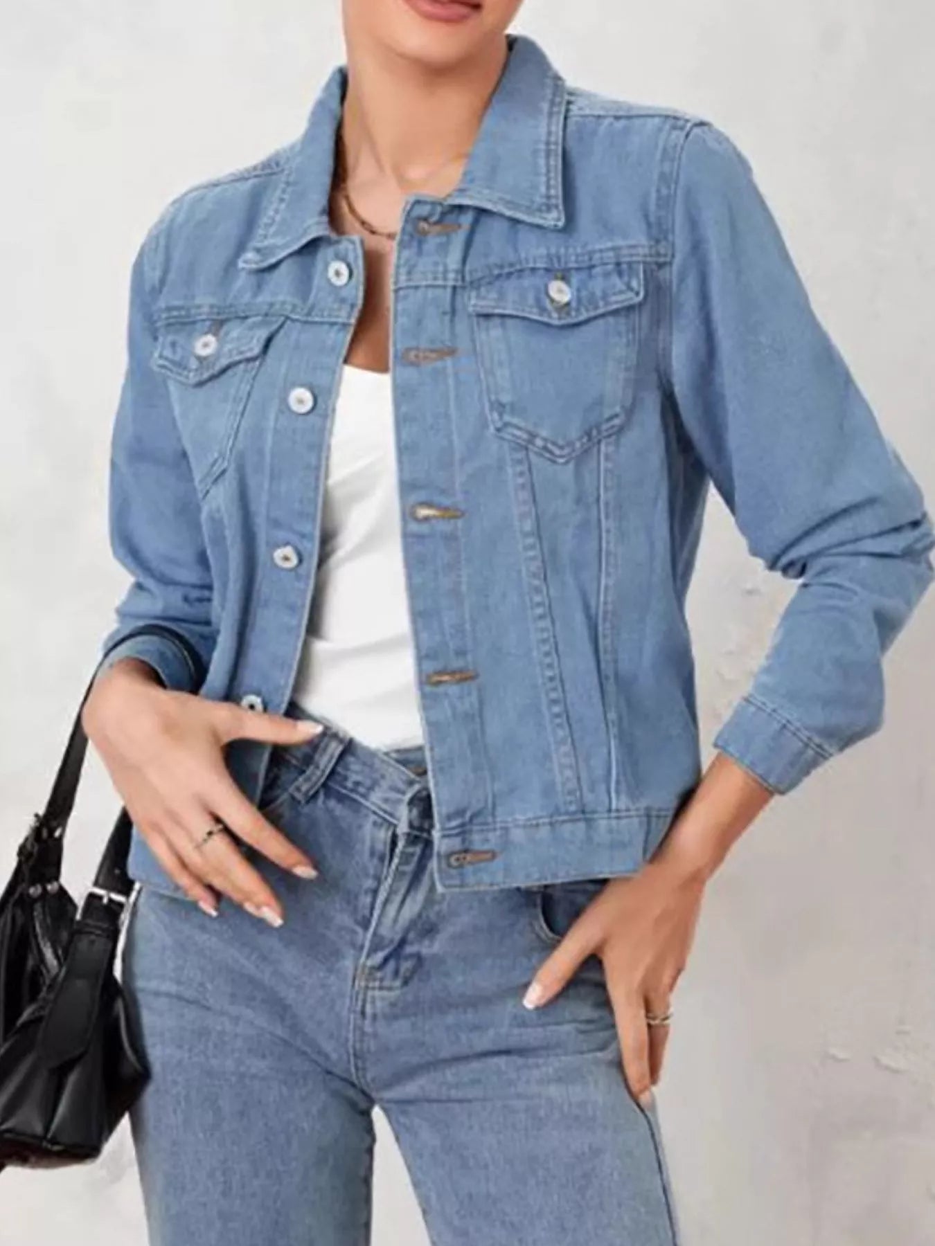 Button Up Long Sleeve Denim Jacket 