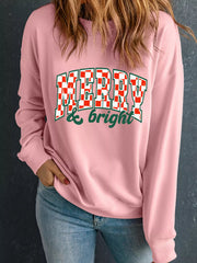 MERRY & Bright Graphic Christmas Long Sleeve Sweatshirt 