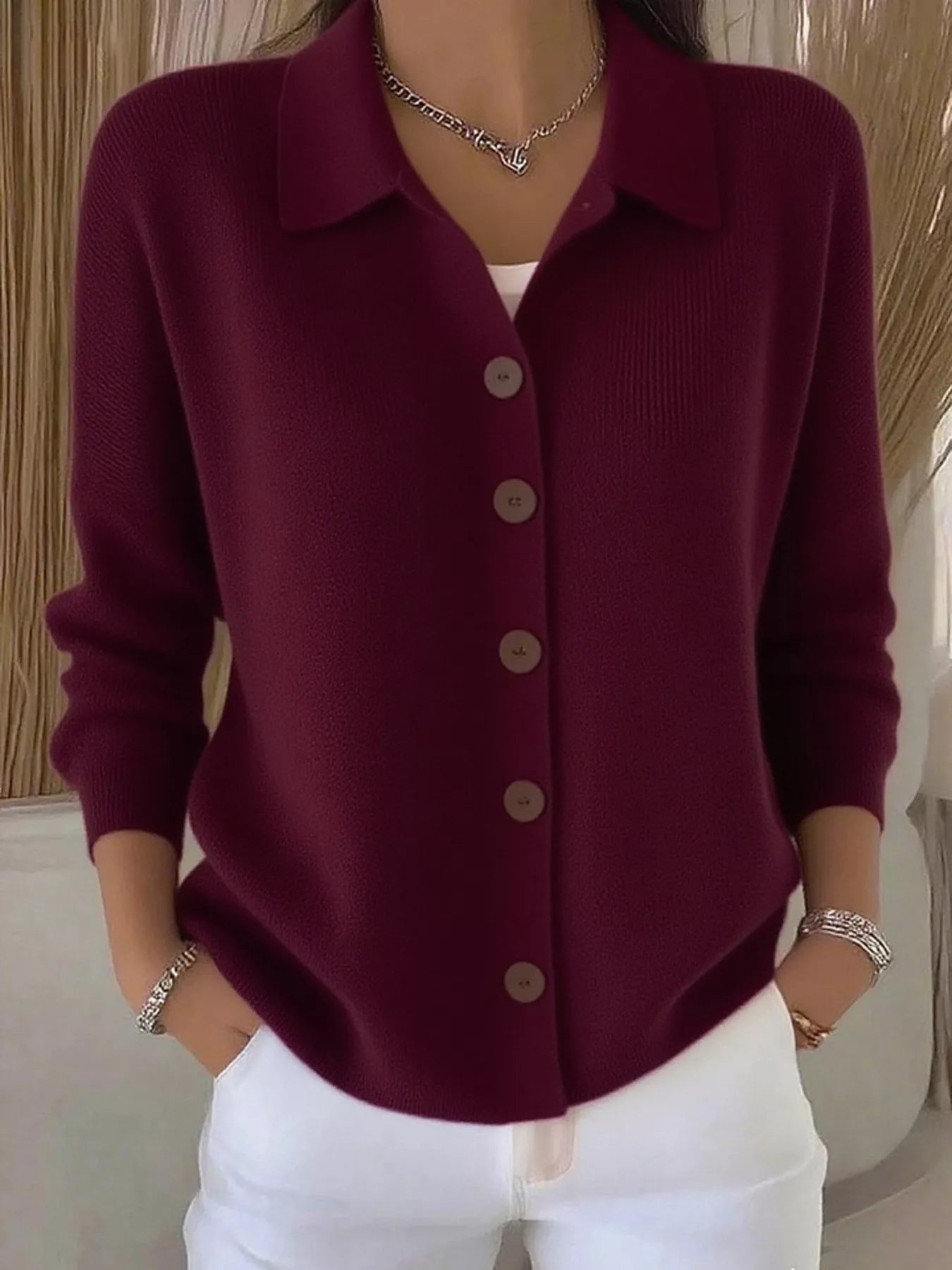 Full Size Button-Down Knit Cardigan Plus Size 