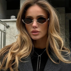 Cat Eye Sunglasses with Gold Metal Frame 