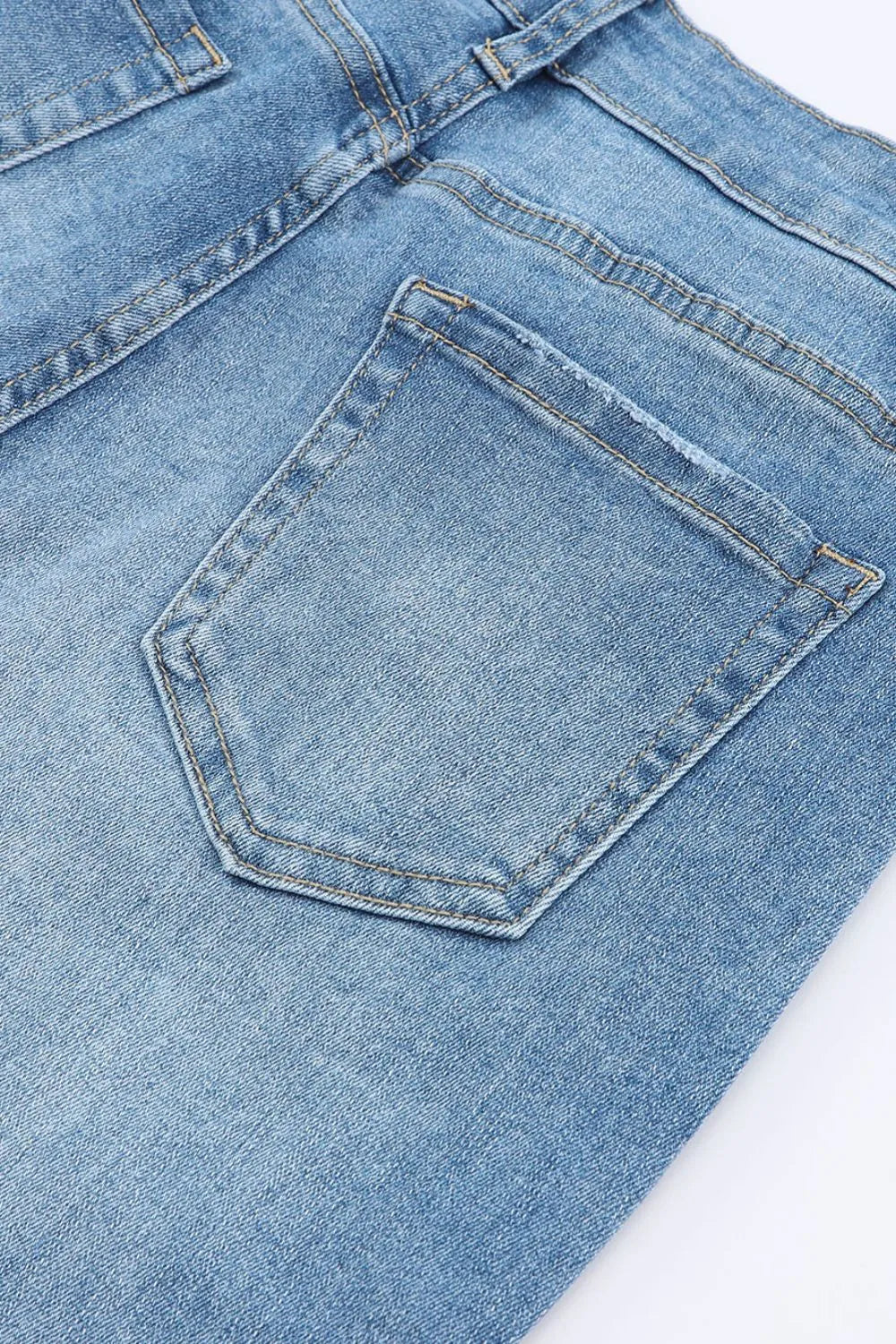 High Waist Button Fly Flared Jeans 