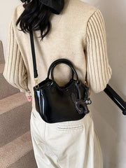 Leather Cat Charm Crossbody Bag 