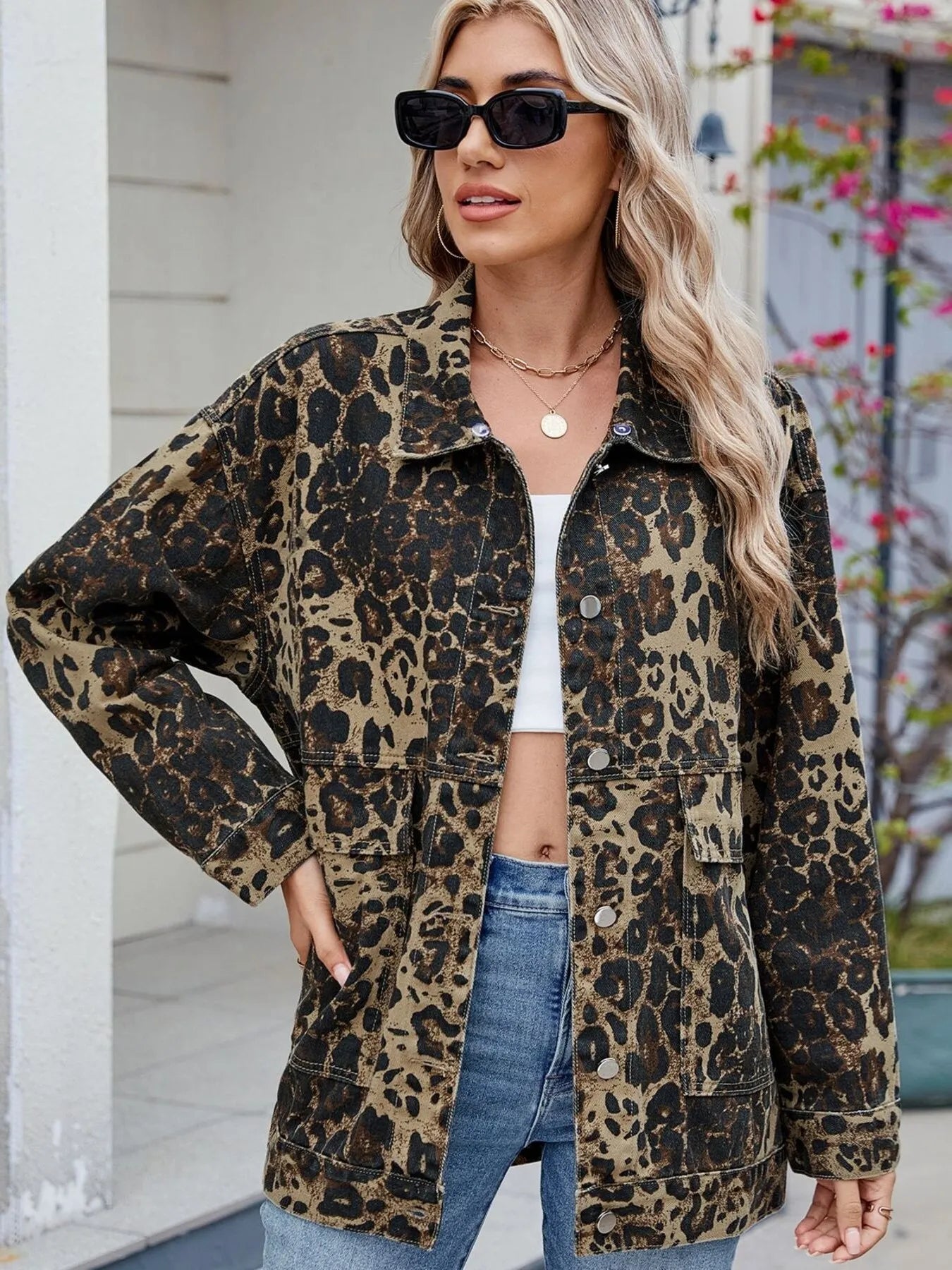 Button Up Long Sleeve Denim Jacket 