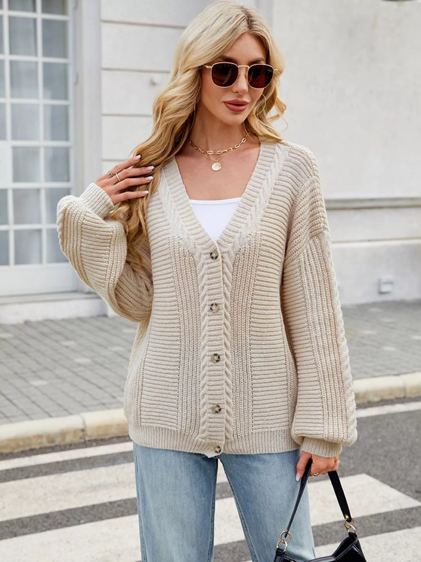 Button Up Long Sleeve Cardigan 