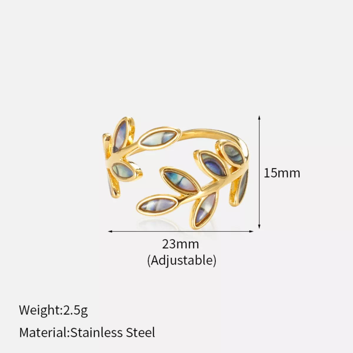 18K Gold-Plated Resin Leaf Bypass Ring 