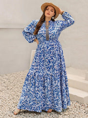 Plus Size Floral Print Bohemian Maxi Dress 