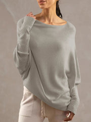 Full Size Boat Neck Batwing Sleeve Knit Top 