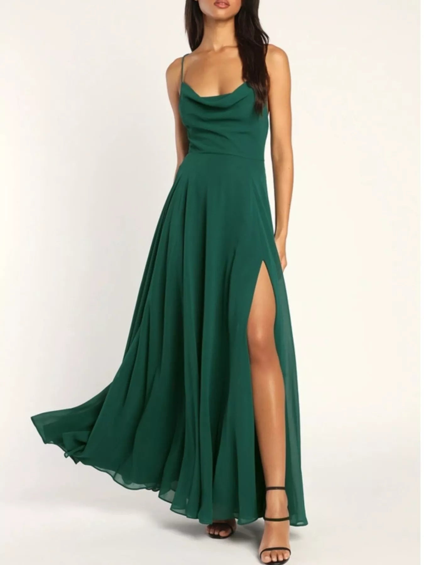 Slit Cowl Neck Maxi Dress 