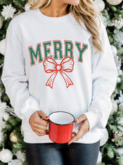 MERRY Bow Christmas Graphic Sweatshirt 