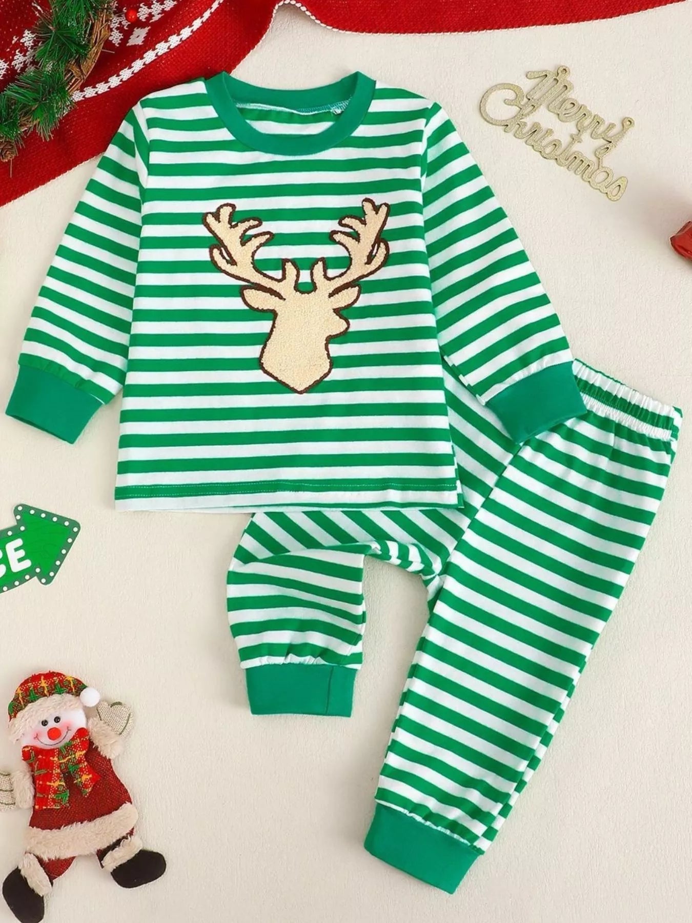 Children's Christmas Striped Pajama Set 