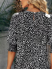 Animal Print Half Sleeve Blouse 