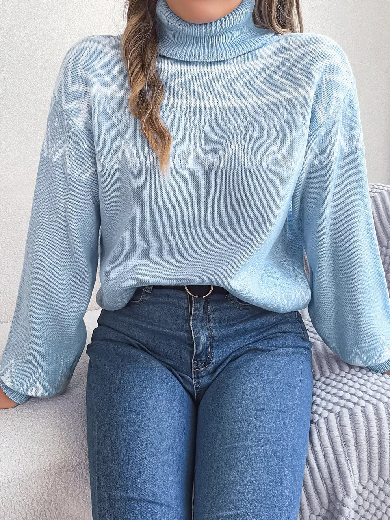Turtleneck Dropped Shoulder Sweater 