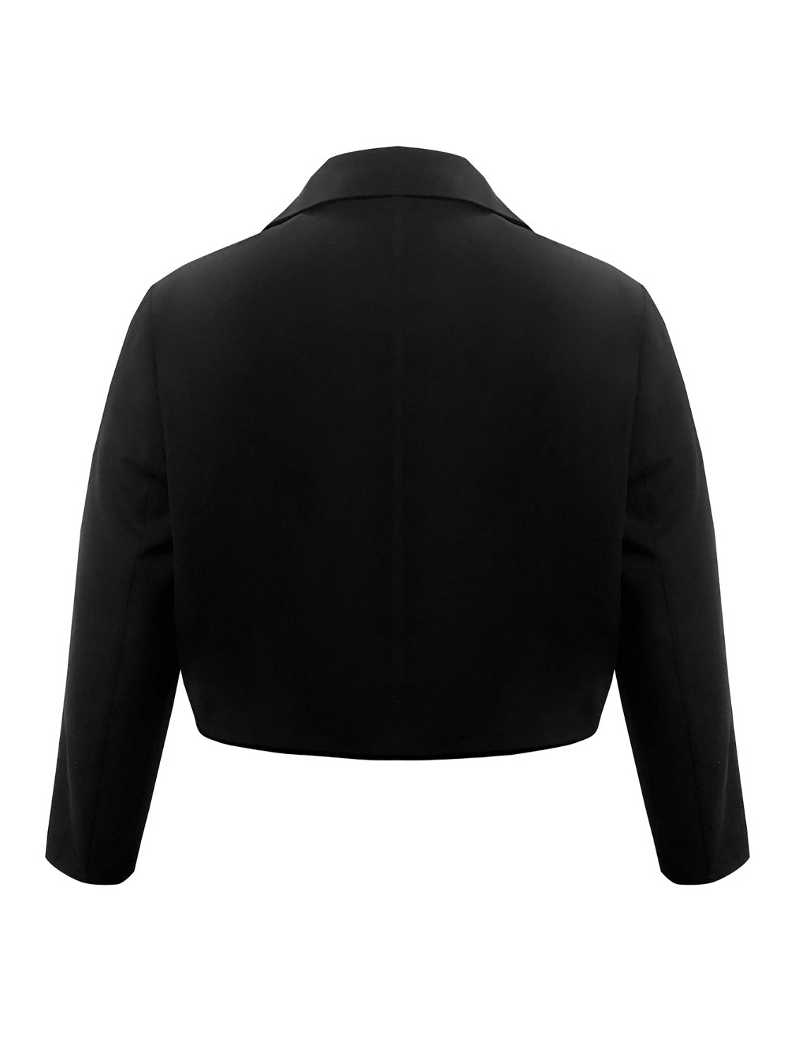 Plus Size Buttoned Lapel Collar Long Sleeve Blazer 