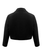 Plus Size Buttoned Lapel Collar Long Sleeve Blazer 