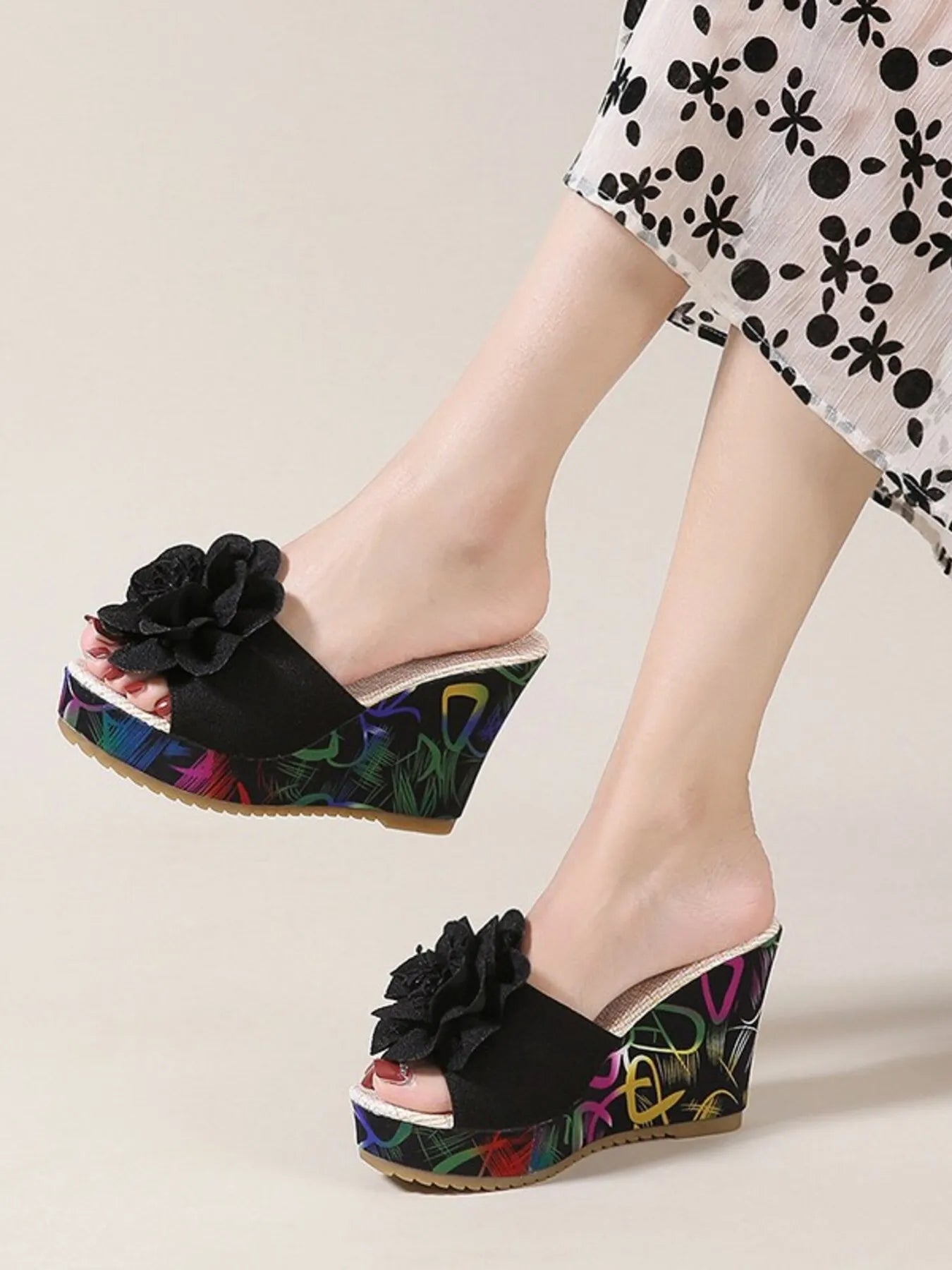 Peep Toe Wedge Sandals 