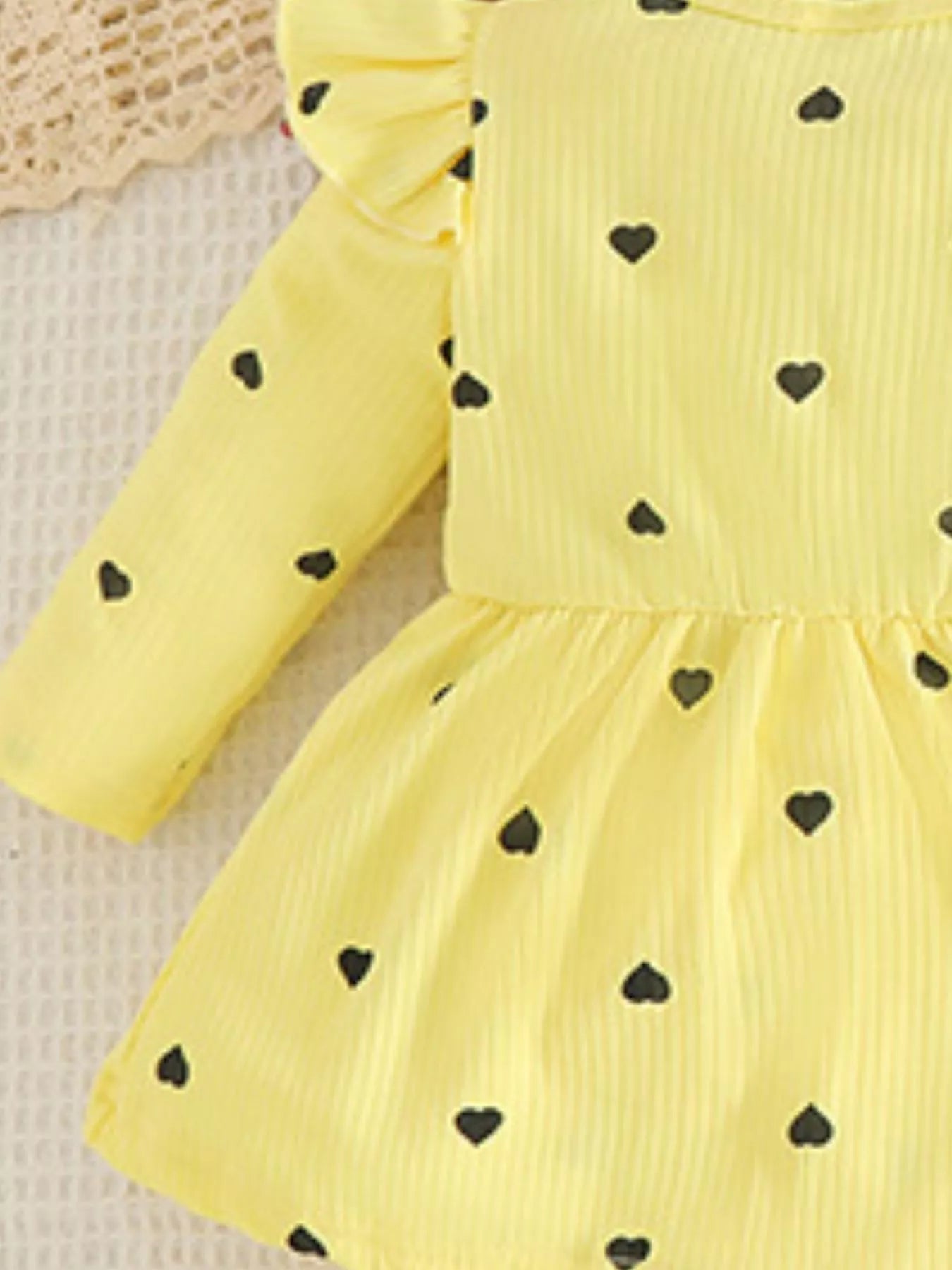 Children's Heart Print Dress & Headband Set 