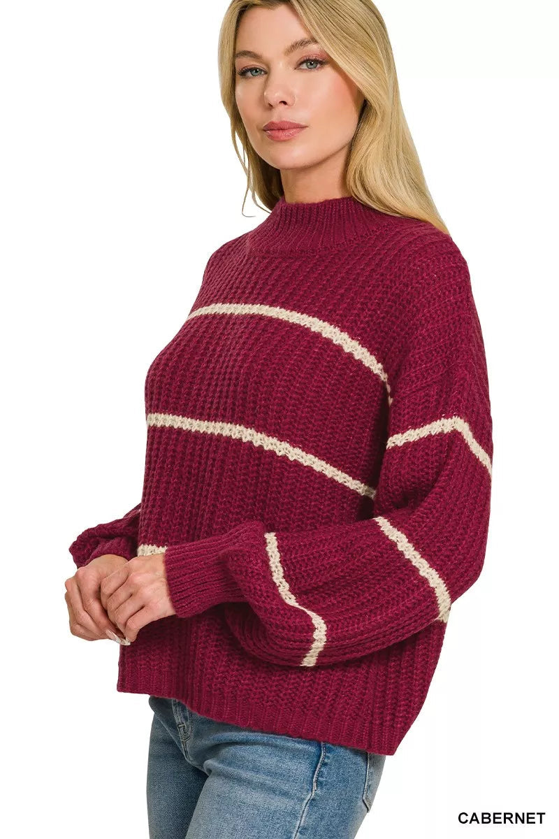 Zenana Oversize Striped Sweater 