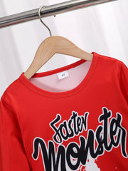 Children's Graphic Round Neck Top and Pants Set 