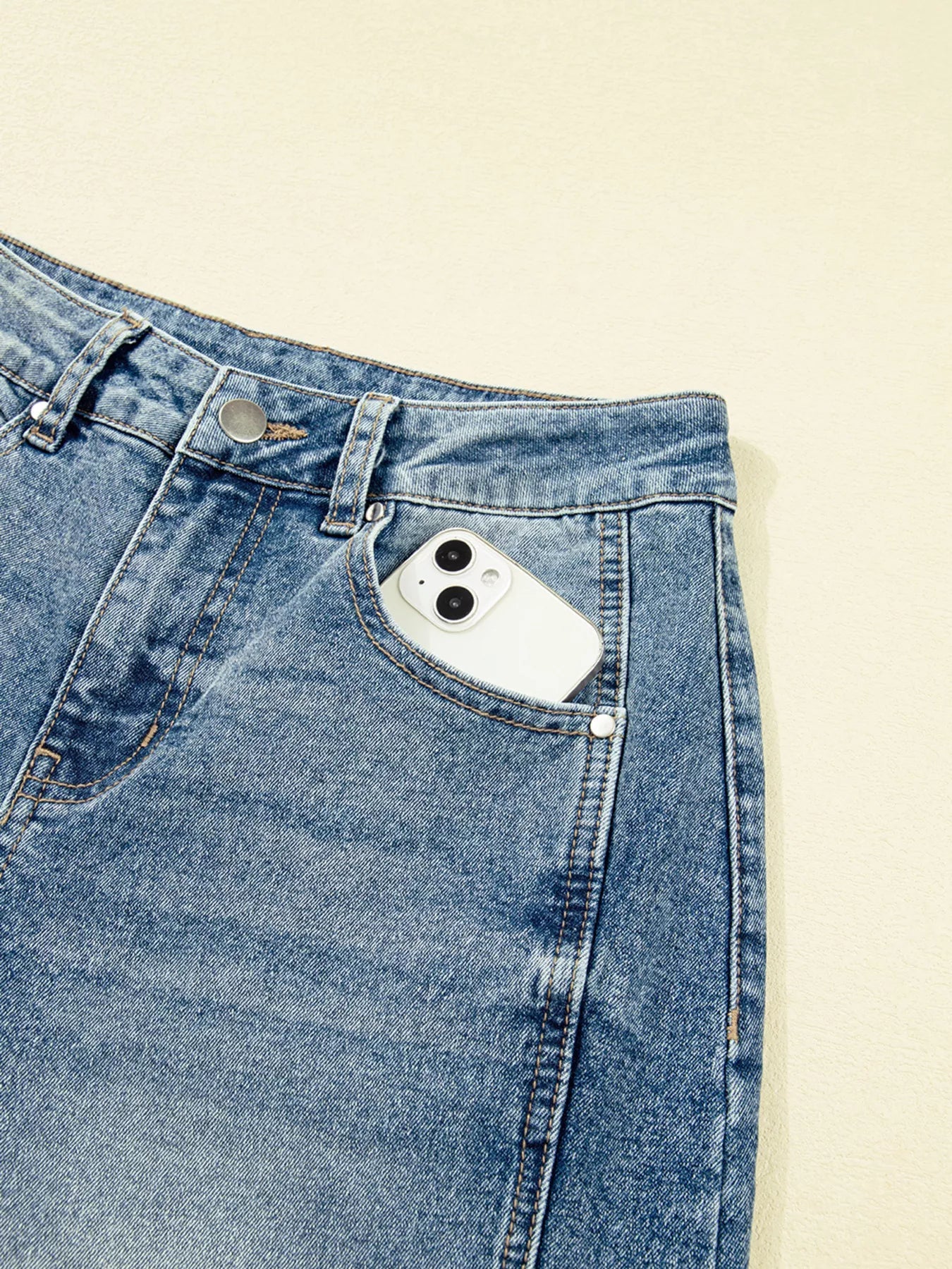 Vintage Washed Seam Detail Shift Jeans 