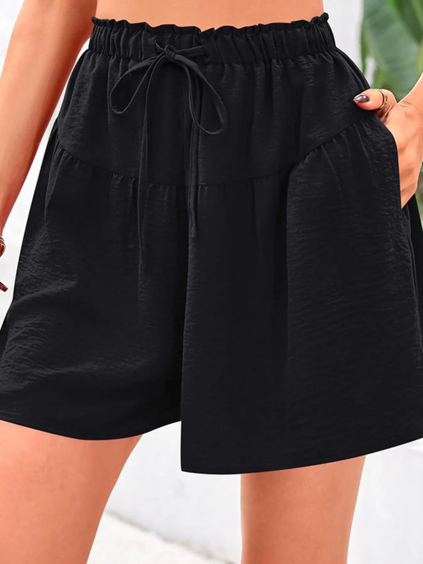 Full Size Casual Drawstring High Waist Relaxed Shorts Plus Size 