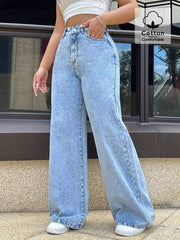 Wide Leg Wash Jeans 