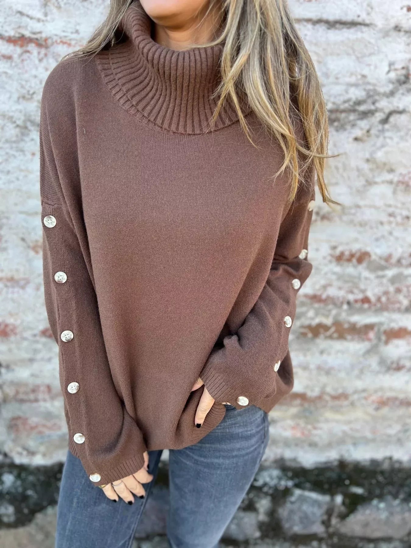 Full Size Turtleneck Long Sleeve Sweater Plus Size 