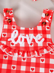 Children's Ruffled Bodysuit and Gingham Dress Set with Headband 