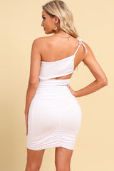 Ruched Cutout One-Shoulder Bodycon Dress 