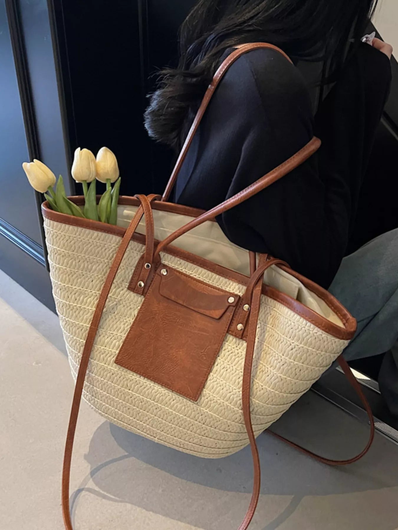 Woven Straw Tote Bag 