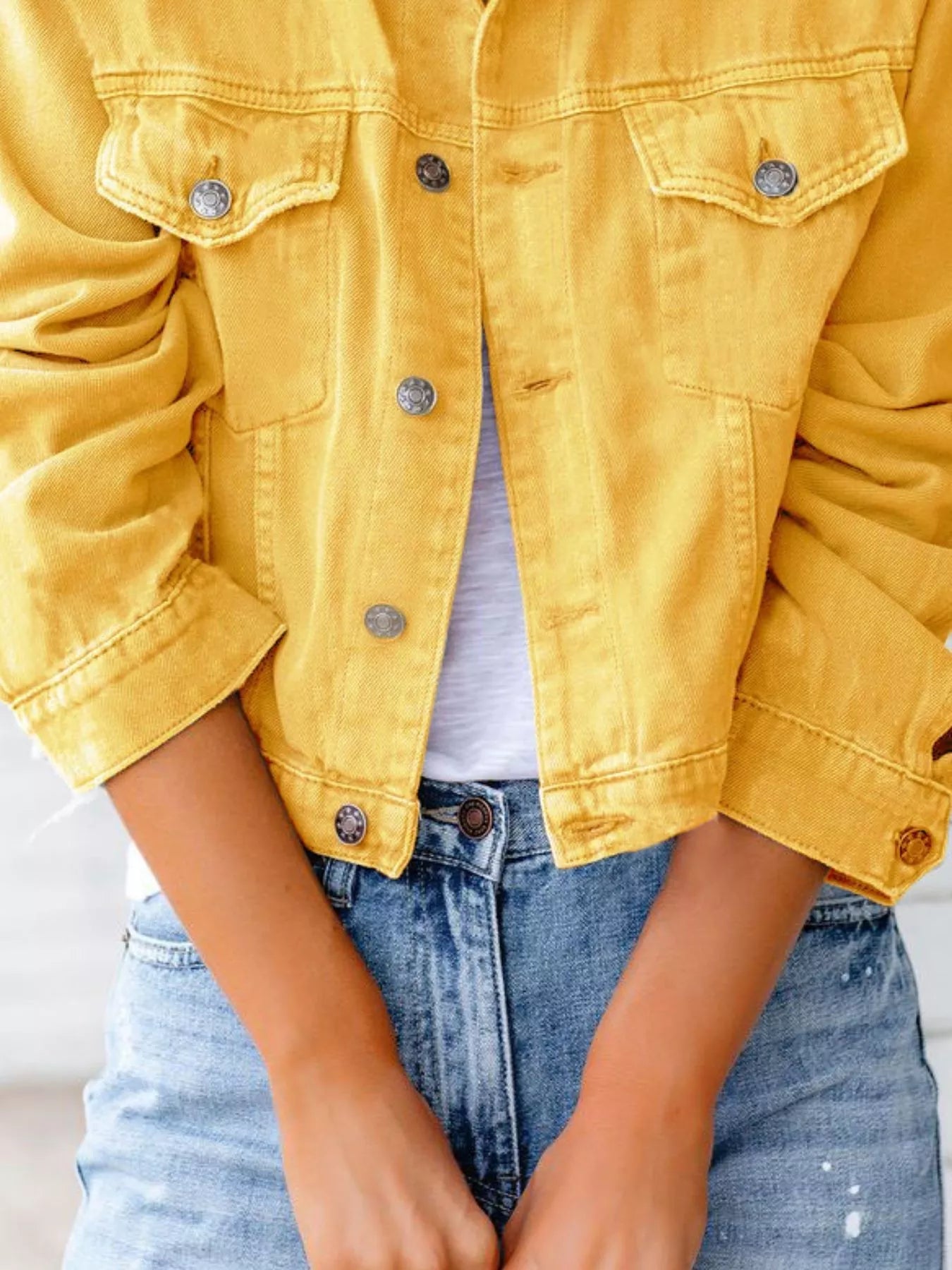 Button Up Long Sleeve Denim Jacket 