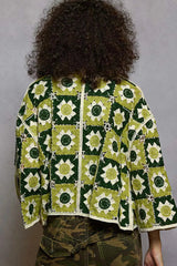 POL Open Front Cardigan with Varied Patterns 