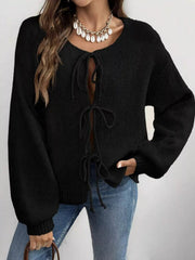 Tie-Front Long Sleeve Cardigan 