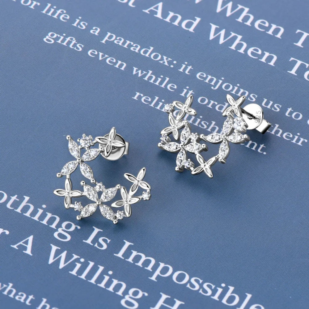925 Sterling Silver Moissanite Lucky Clover Earrings 