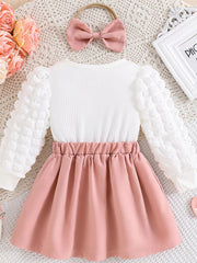 Children's Heart Bowknot Decor Dress with Headband 