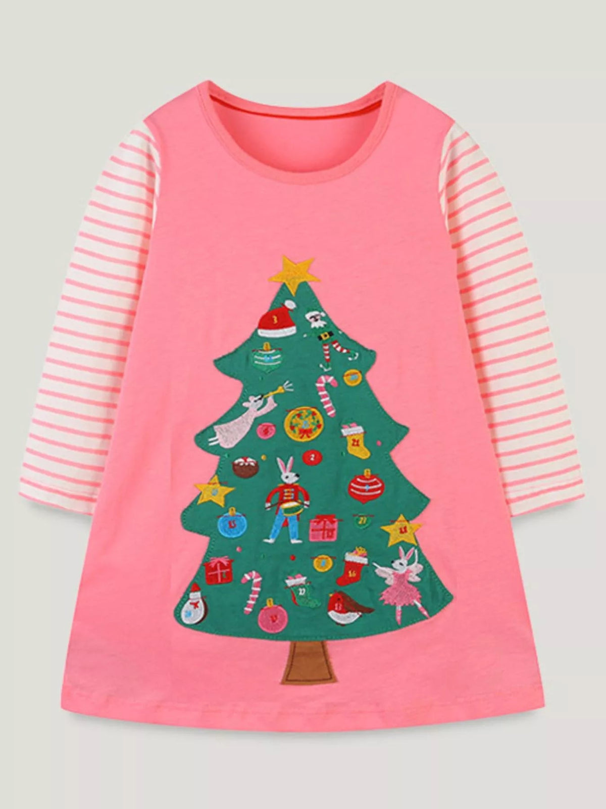 Children's Christmas Tree Long Sleeve Dress 