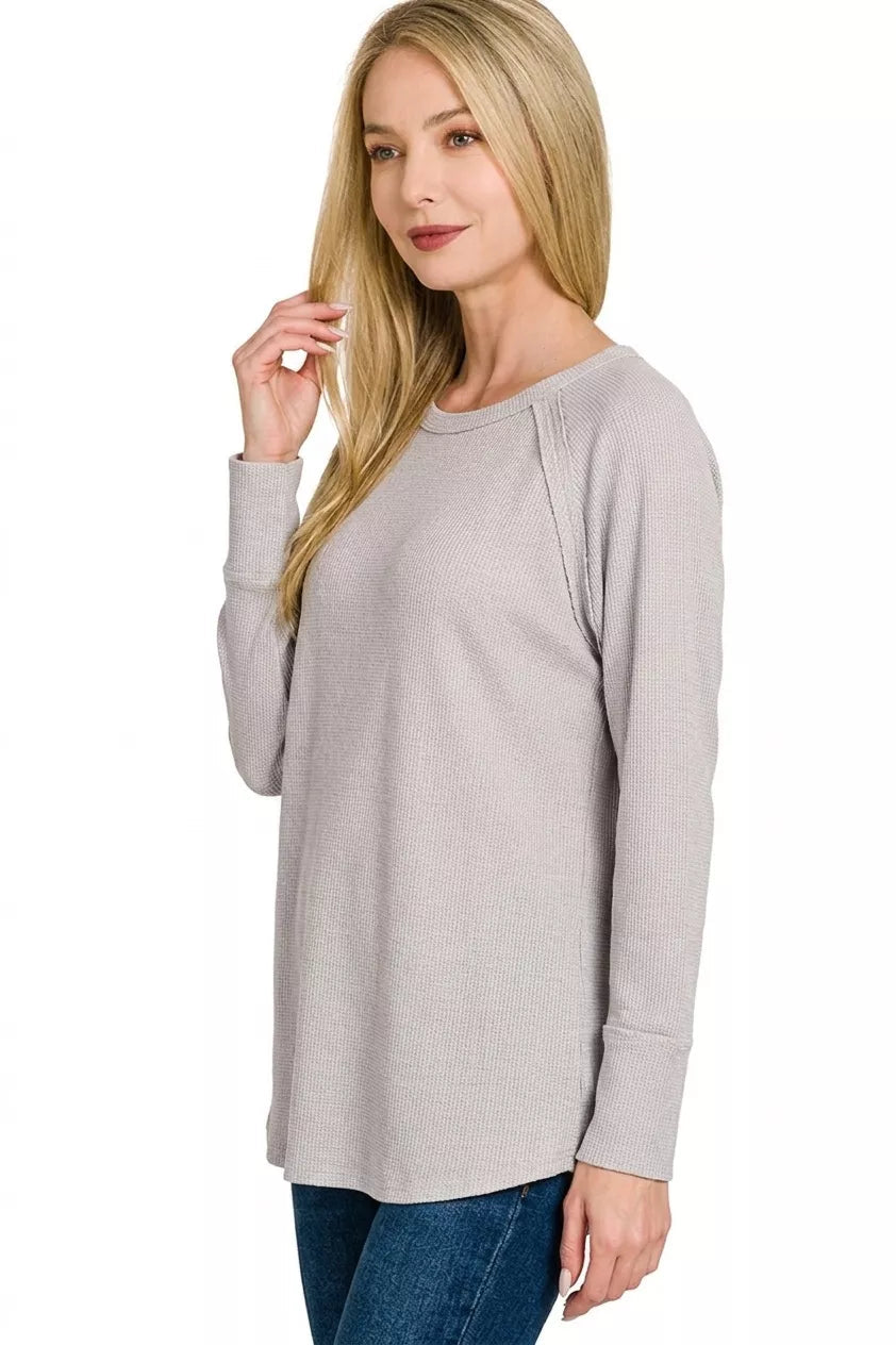 Zenana Baby Waffle Long Sleeve Top 