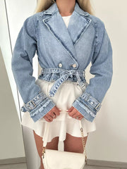 Long Sleeve Crop Denim Jacket 