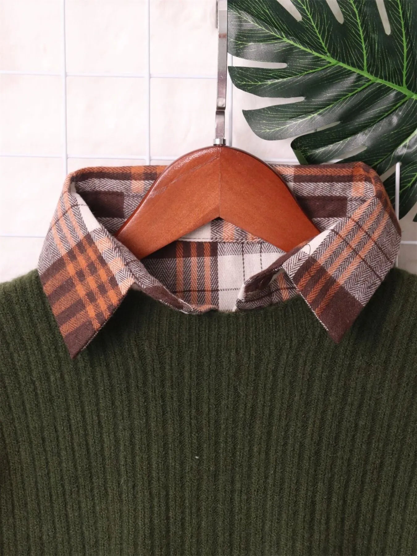 Plaid Long Sleeve Sweater Dress 