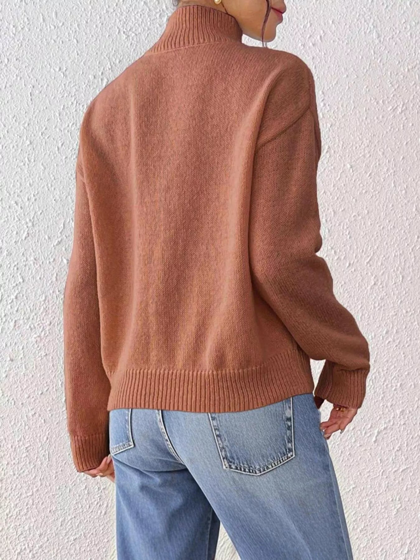 Turtleneck Dropped Shoulder Sweater 