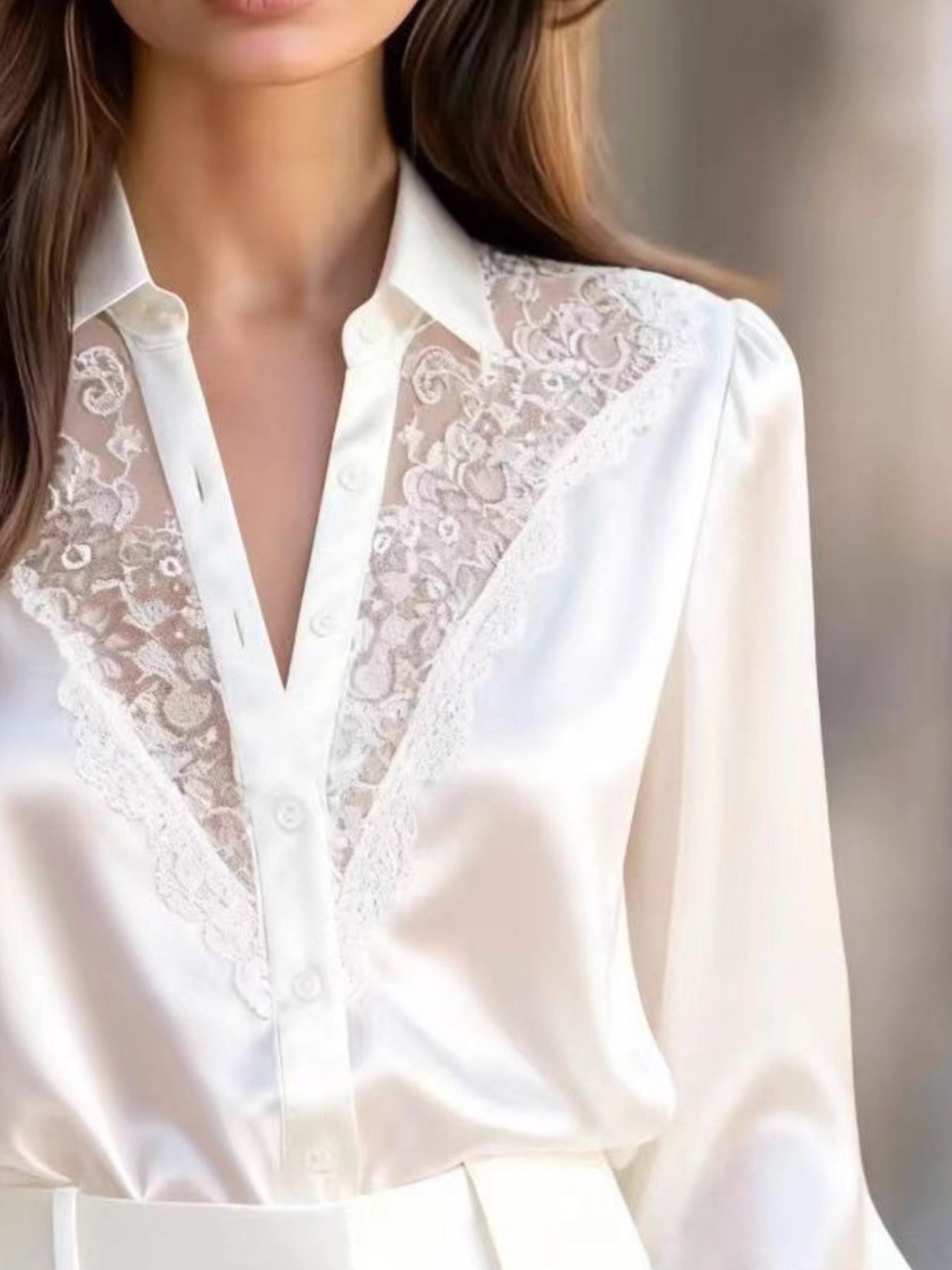 Lace Detail Long Sleeve Shirt 