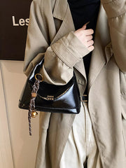 Leather Crossbody Bag with Charm 