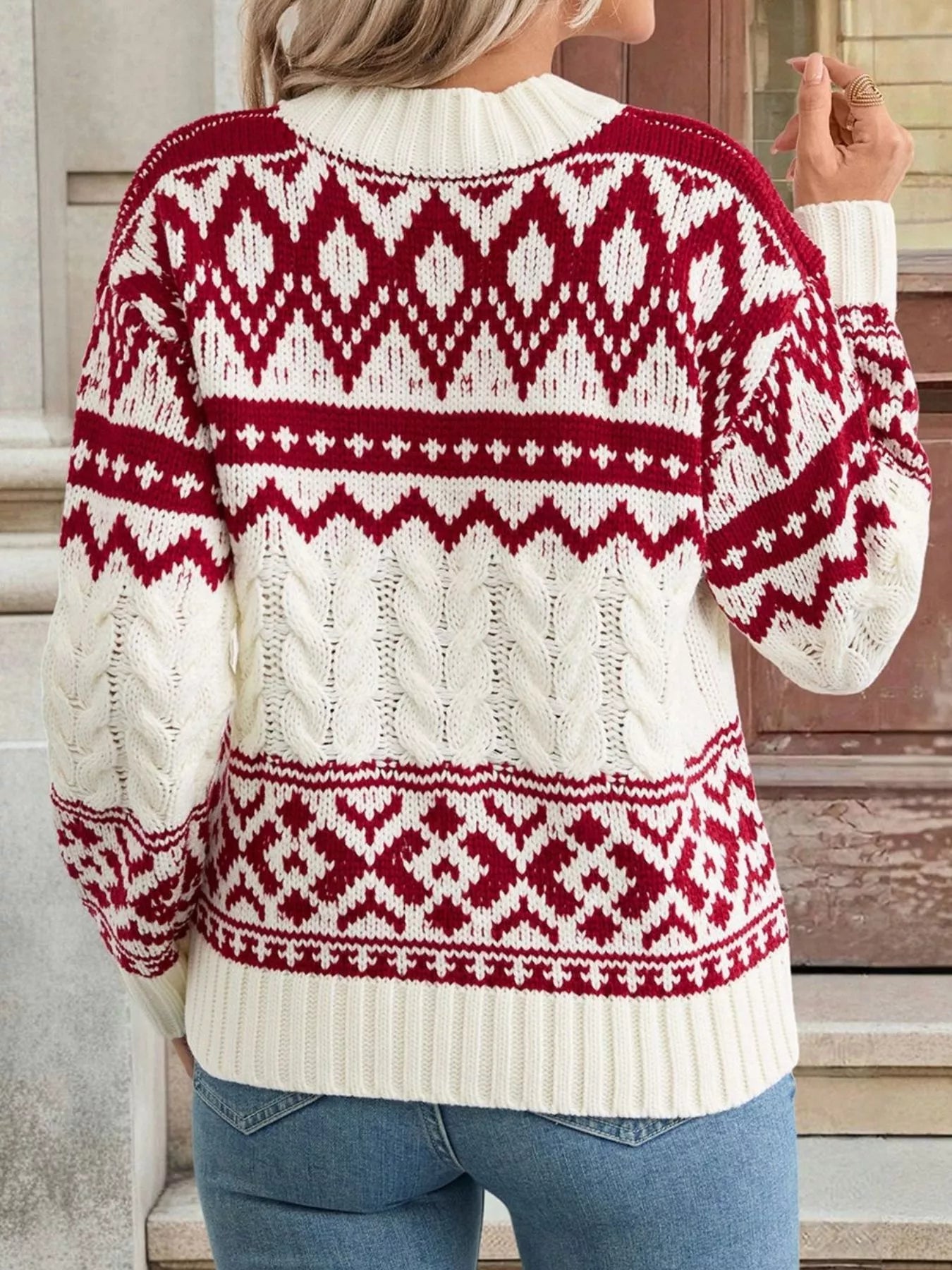 Christmas Cable Knit Long Sleeve Sweater 