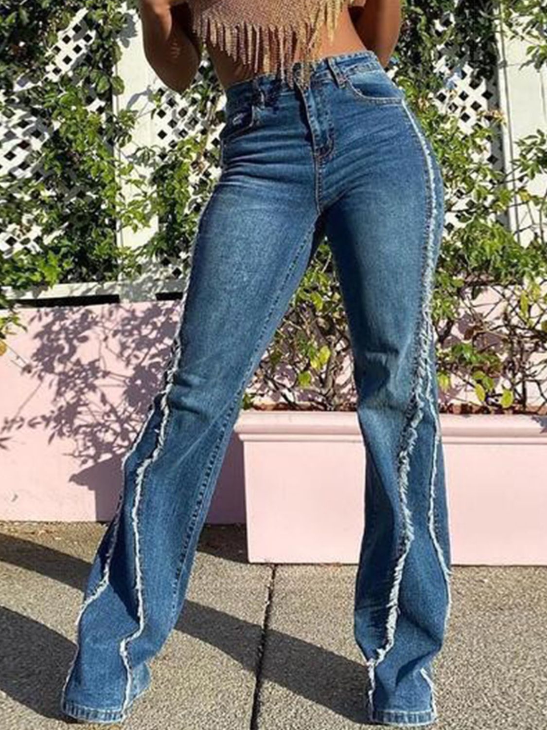 Raw Hem High Waist Jeans 