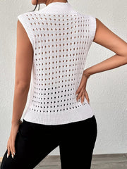 Hollow Out Round Neck Knit Tank 