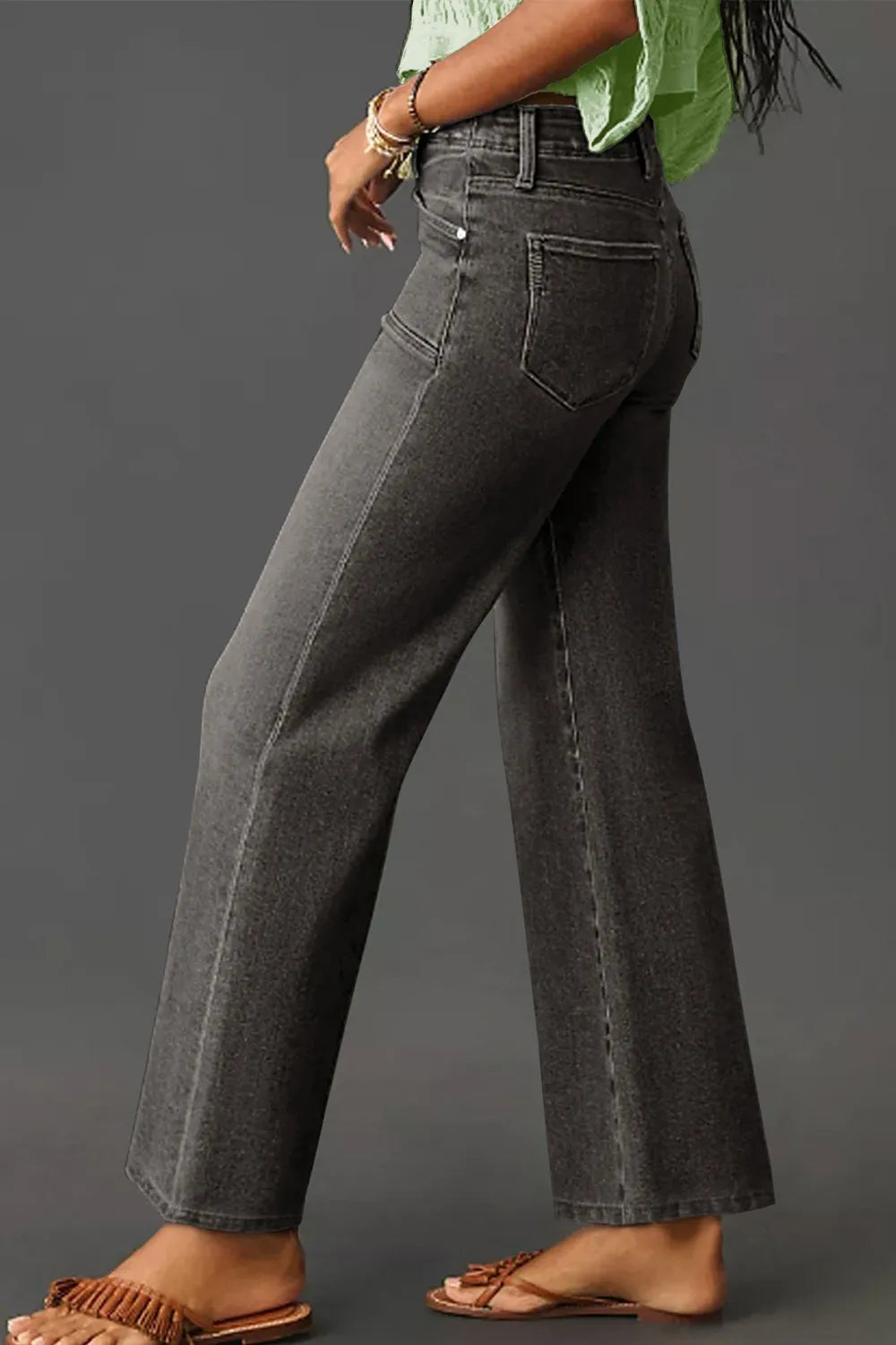 High-Waisted Wide-Leg Vintage Wash Jeans 