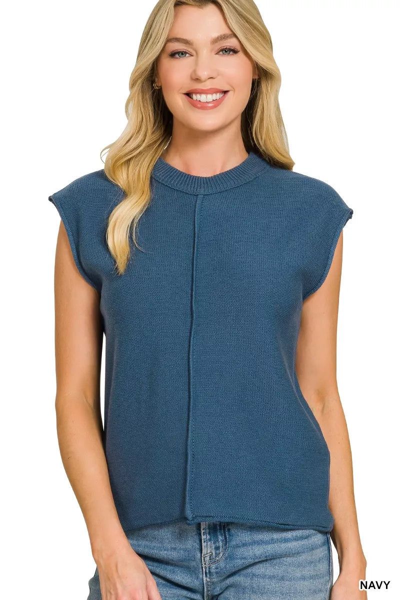 Zenana Center Seam Sleeveless Sweater 