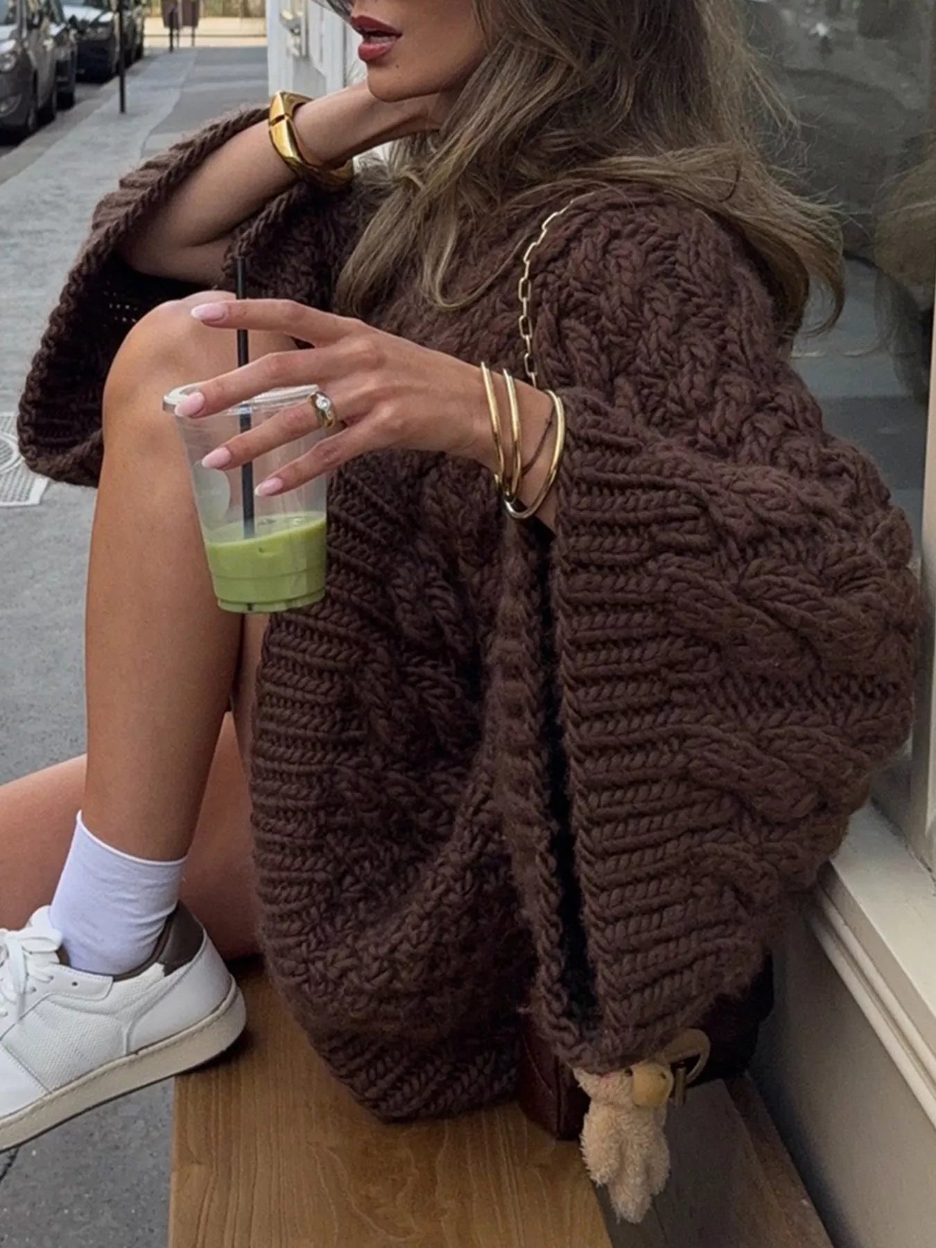 Cable Knit Round Neck Sweater 