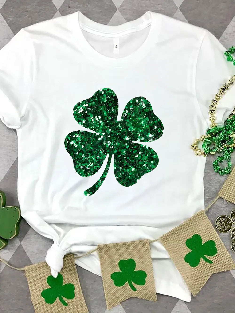 Lucky Clover Round Neck T-Shirt 